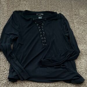 Black Lace-Up Women's Top